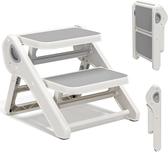 MoreFeel Foldable Toddler Step Stool for Bathroom Sink - 2-Step Kids Stool for Potty Training, Kitchen Counter & Bedroom, Sturdy Non-Slip Child Safety Stool Helper