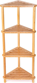 GUGIGP 4-Tier Corner Shower Caddy Stand Bamboo,Standing Corner Shower Shelf,Shower Organizer,Shower Storage Shlves,Waterproof & Durable,Space-Saving Design for Bathroom Kitchen or Living Room