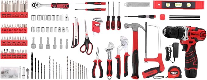 KingTool 276-Piece Tool Set Kit - Tool kit with 12V Cordless Power Drill Driver Toolbox Storage Case with Drawer, Drill Set Perfect for Homeowner, Diyer, Handyman, Fathers Day Gift