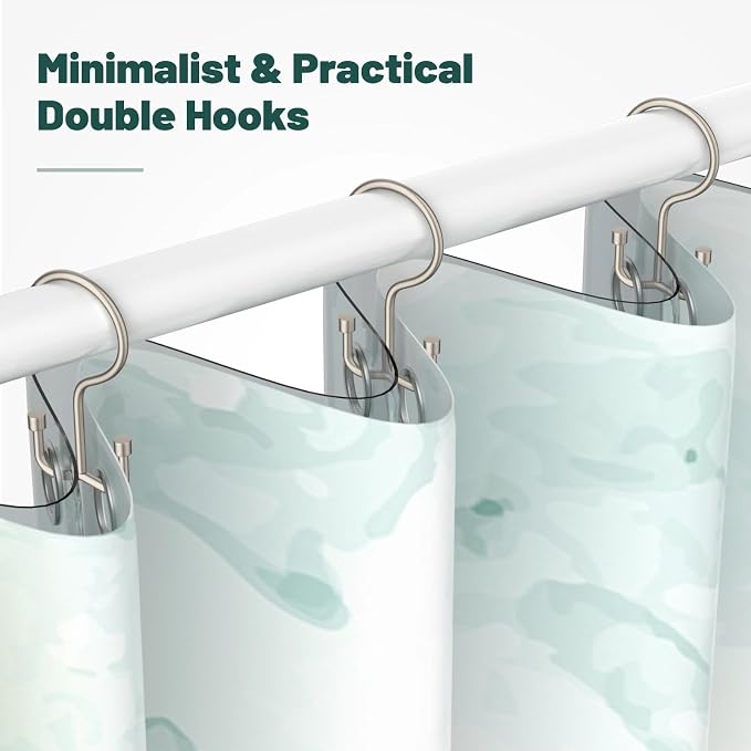 Goowin Shower Curtain Hooks, Shower Curtain Rings, Metal Shower Curtain Hangers Rust Proof, Double Glide Shower Rings for Curtain, Shower Hooks for Shower Curtain, Matte Nickel, 24 Pack-Cylinders