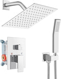 gotonovo Rainfall Bathroom Shower System Rain Shower Head and Handle Set Wall Mounted Shower Complete Combo Solid Brass Pressure Balancing Shower Mixer Valve 8 Inch Polished Chrome