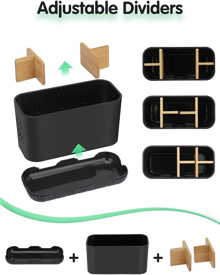 GFWARE Black Toothbrush Holder, Bamboo Toothbrush and Toothpaste Holder with Drainage, Electric Kids Matte Black Toothbrush Holders Set Organizer for Bathrooms Countertop Accessories Storage