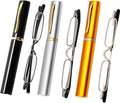 Viseng Slim Mini Metal Reading Glasses Compact Lightweight Portable Readers with Glasses Case for Reading Case,Gold+Silver+Black+1.0