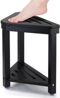 Boulphia Shower Foot Rest 14in, Acacia Wood Shower Stool for Shaving Legs (Black)