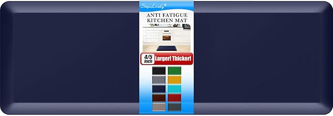 4/5 Inch Thick Kitchen Mat - Cushioned Anti Fatigue Mats for Kitchen Floor - Easy to Clean, Waterproof, Non-Slip Kitchen Rug for Sink, Office, Kitchen (24''x70'' Blue)