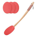 AmazerBath Lotion Applicator for Back, Feet, 4 Replacement Pads with 17" Curved Handle, Back Sunscreen Applicator for Kids, Elderly, Women, Apply Skin Cream Medicine Moisturizer Tanner, Rose Red
