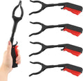 Short Grabber Reacher Tool, 4pcs 30cm/12inch Small Grabber Reacher Tools Non-Slip Ergonomic Handle, Lightweight Trash Pick up Stick for Elderly Litter Pickers,Sanitation Workers(Black Red)