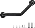 Grab Bars for Bathtubs and Showers- 1-1/4 x 16 Angled Shower Grab Bar for Seniors Knurled Stainless Steel Handicap Grab Bars for Wall (Black, 1 Pack)