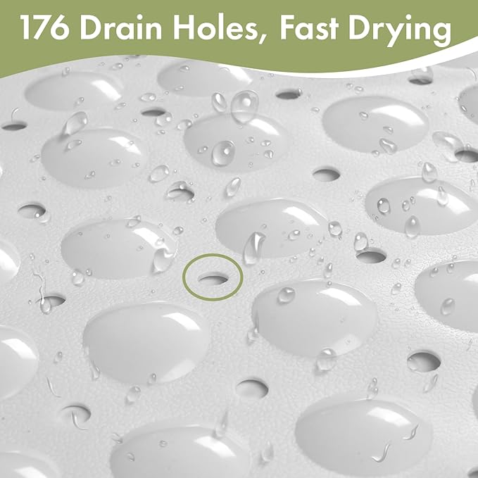 AmazerBath Shower Mat Non Slip 40 x 16 Inches, Shower Stall Mats with Suction Cups and Drain Holes, Non Slip Bath Mat for Tub for Elderly & Kids, White