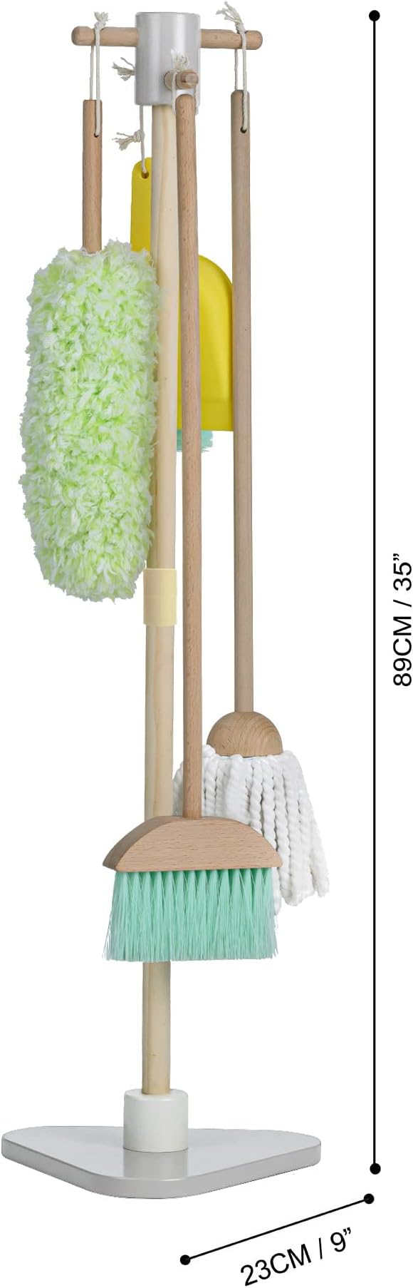 Teamson Kids Little Helper 6-pc. Wooden Toy Household Cleaning Supply Set with Organizing Stand