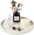 Silicone Bathroom Tray Round Vanity Tray Decorative Soap Holder Kitchen Countertop Organizer Coffee Table Decor for Candle, Perfume, Plant, 12 Inch, Beige