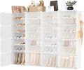 Portable Shoe Rack Organizer with Door, 64 Pairs Shoe Storage Cabinet Easy Assembly, Plastic Adjustable Shoe Storage Organizer Stackable Detachable Free Standing DIY Expandable 8 Tier White