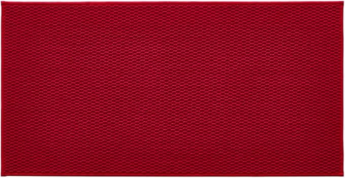 TYUU Christmas Bathroom Rugs Non Slip Washable, Super Absorbent Thin Bath Mat Quick Dry Low Pile Bathroom Rug, Red 24"x47"