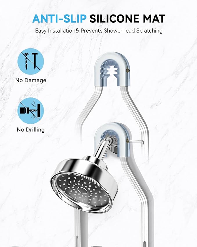 Adjustable Shower Caddy Hanging - Never Rust Shower Organizer Hanging, Aluminum Shower Racks for Inside Shower - Bathroom Organizers and Storage with 2 Soap Holders and 2 Removable Hooks, Silver