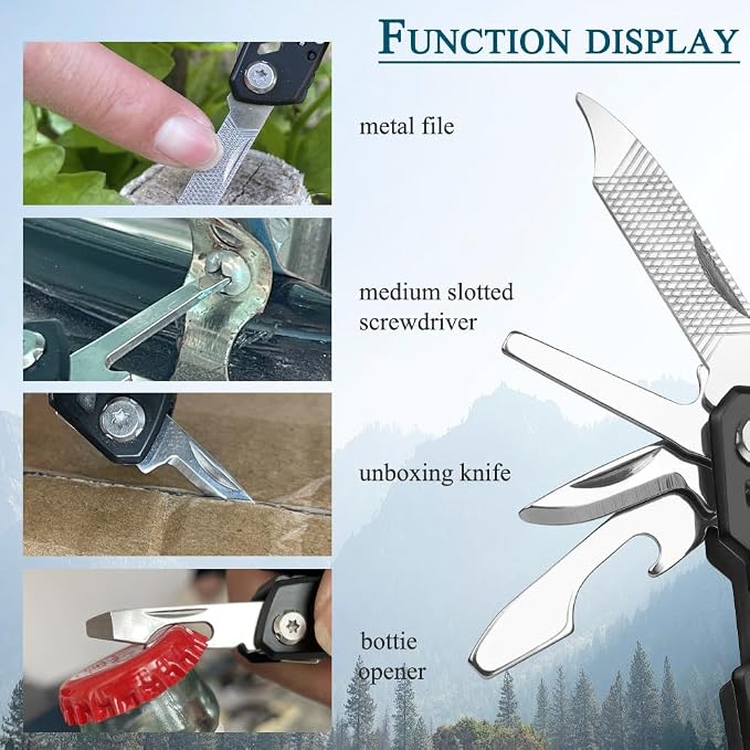 MINI Multitool Pliers, Christmas Birthday Gifts for Men Boyfriend Dad Husband Women, Pocket Knife 14-In-1, Rugged and Practical Portable Computer and Bike Gadgets, Black Camping and Survival Tools