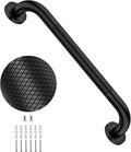 20 Inch Anti Slip Shower Grab Bar, YuanDe Black Stainless Steel Bath Grab Bar, Knurled Bathroom Safety Rail, Shower Handrail Support, Handicap Elderly Balance Assist Handles-1.25" Diameter