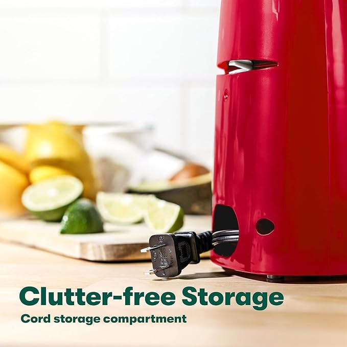 bella Electric Can Opener and Knife Sharpener, Removable Cutting Lever, Cord Storage, Stainless Steel Blade, Red