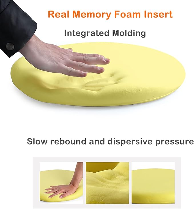 Sigmat Memory Foam Seat Cushion Anti-Slip Soft Round Chair Pad 18 Inch Velvet Black