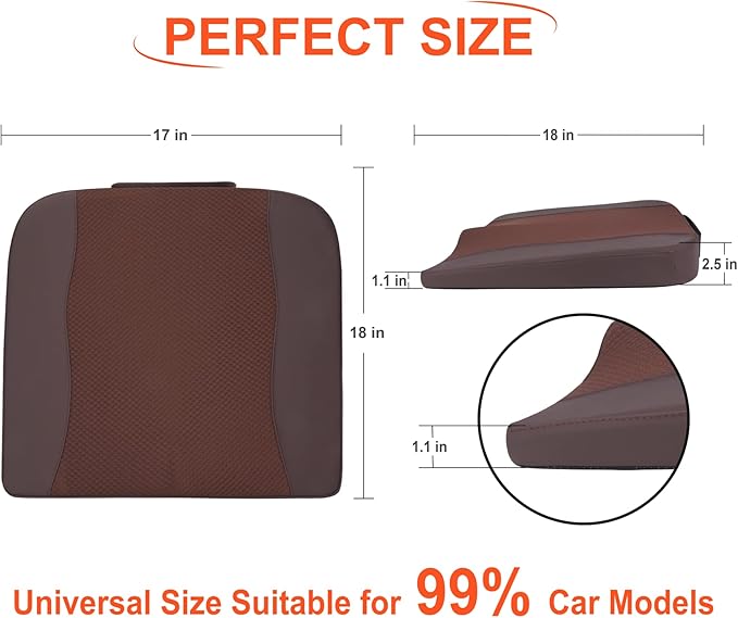 Lofty Aim Car Seat Cushion, Comfort Memory Foam Car Cushions for Driving - Sciatica & Lower Back Pain Relief, Driver Seat Pillow for Auto, Office Chair, Wheelchair - Brown