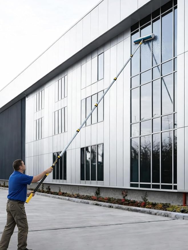4.8-28ft Heavy-Duty Extension Pole - Maximum 34ft Reach for Large Commercial Buildings - Premium Aluminum Construction - Professional Grade Multi-Purpose Tool