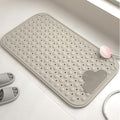 Bathtub Anti-Slip Mat Shower Mat with Suction Cups Drain Hole Foot Massage Bathroom Floor Mat 28x16 Inch (Khaki)