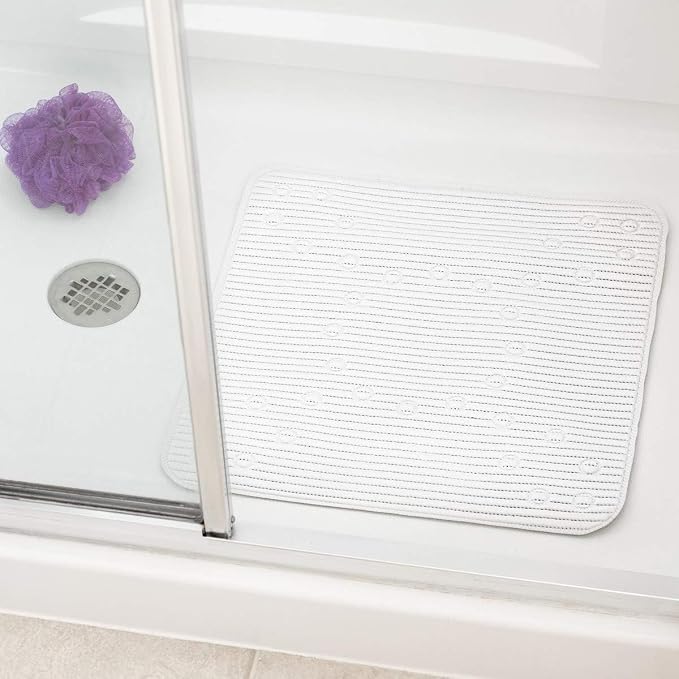 Duck Brand Clorox Cushioned Shower Mat, Non Slip Bathtub Mat with Suction Cups, 21 Inches x 21 Inches, White