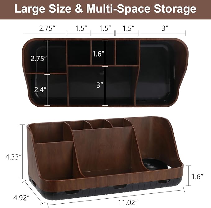GFWARE Wood Toothbrush Holders for Bathrooms Countertop Organizer - Detachable 7 Slots Kid Bathroom Decor and Accessories, Wooden Bathroom Sink Storage Organization, Caddy, Tray, Brown