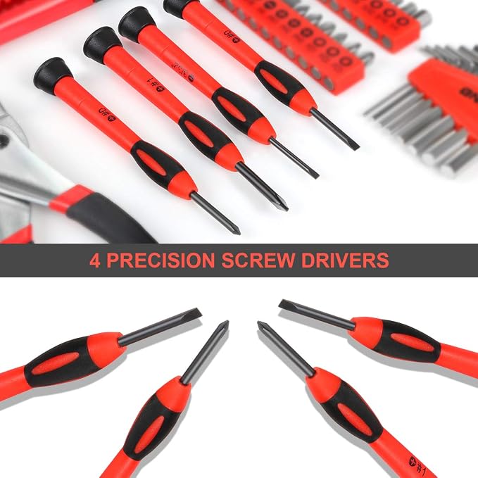 DNA MOTORING 39-Piece Portable Car Emergency Tool Kit, Home Repair Tool Kit, With Storage Box, Suitable For Home Diy, Car Repair, and Roadside Emergencies, Red, TOOLS-00006