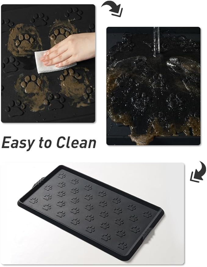 SUPENUIN Paw Pattern Boot Tray for Entryway Waterproof Rubber Mats for Dogs Multipurpose Shoe Mat Tray for Entryway Indoor Outdoor Multi Use Catch All Trays Shoe Storage 16x27.5 Inches