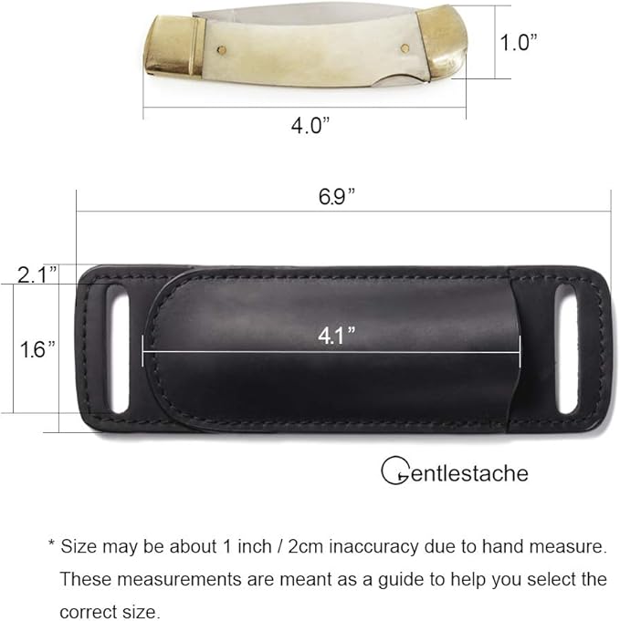 Gentlestache Leather Knife Sheaths for Belt, Knife Holster, Pocket Knife Sheath, EDC Leather Sheath for Folding Knife Carrier