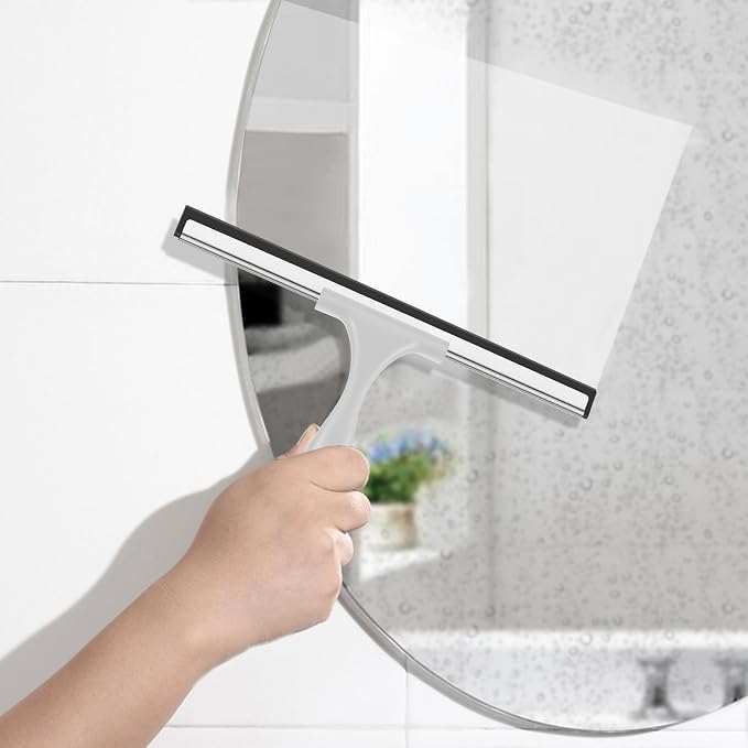 SetSail Shower Squeegee for Glass Doors All-Purpose Squeegee for Shower Glass Door Heavy Duty Window Squeegee with Hook for Car Window Cleaning 12 Inches, Grey