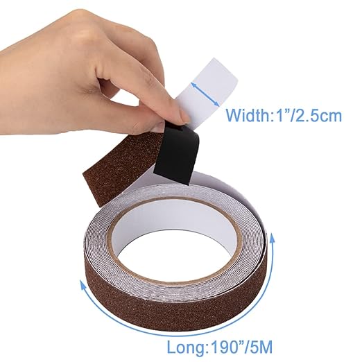 Yorwe Anti Slip Tape, High Traction,Strong Grip Abrasive, Not Easy Leaving Adhesive Residue, Indoor & Outdoor (1" Width x 190" Long, Brown)