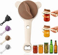 4-in-1 Multi-Purpose Jar Opener – Upgraded Adjustable Three-Claw Bottle Opener with Non-Slip Teeth, Multi-Size Lid Tool for Jars, Cans, Wine Bottles – Essential Kitchen Helper（Brown）