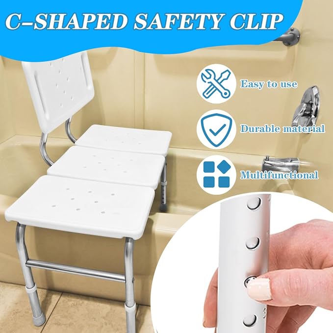 4 Pack Folding Walker C Type Clips Replacement for Toilet Safety Rails - Tube Pin Lock Brackets Parts for Rolling Walker, Adjustable Toilet Frame, Raised Toilet Seat with Handles (Fits 1'' OD Pipe)