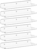 Lifewit Floating Shelves for Wall, Acrylic Display Shelf Wall Mounted for Figure, Car, Art, Book, 14" Perfume Organizer for Bathroom, Bedroom, Living Room, Nursery, Home Decor, Clear, 6 Pack