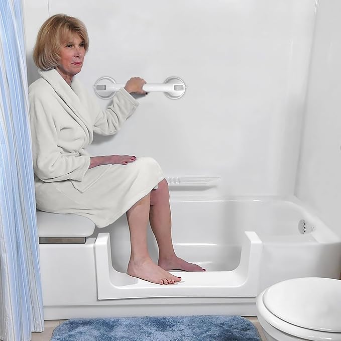 AirTight® Grab Bars for Bathtubs and Showers, (2pack) 16Inch Shower Handle Elderly Suction Bathroom Safety Seniors