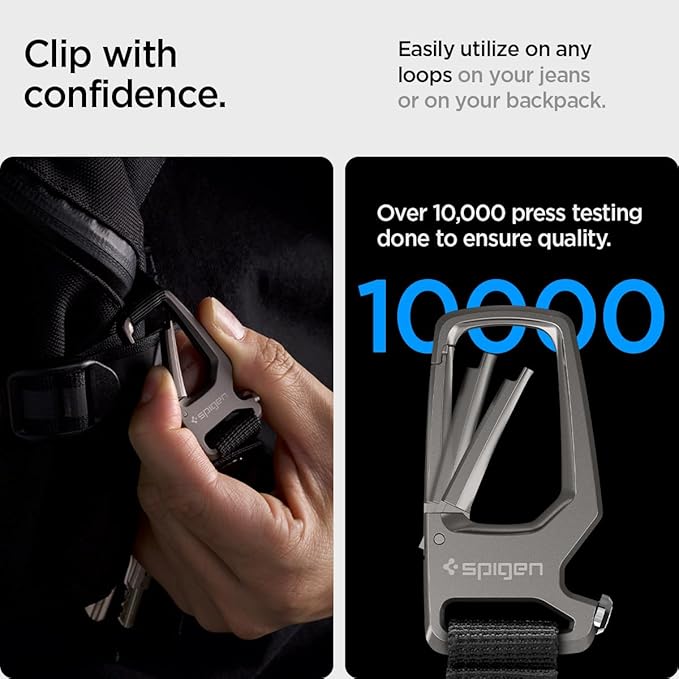 Spigen Life Carabiner Key Ring Clip, Car Keychain Clip, Bottle Opener Key Chain Ring for Men and Women