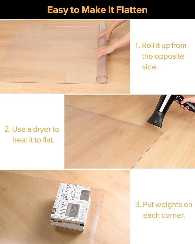 Clear Frosted Floor Mat, PVC Durable Anti-Scratch Floor Mat (24"x 36")