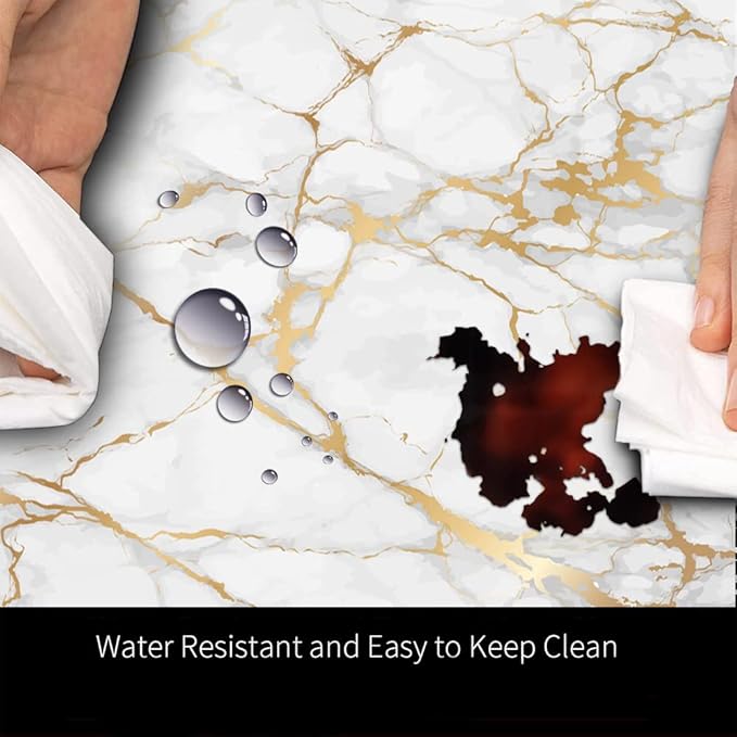 Mrcrypos White Gold Marble Small Kitchen Mat for Floor PVC Leather Kitchen Rug Waterproof Cushioned Anti Fatigue Comfort Mat Non Slip Standing Mat Laundry Kitchen Accessories 17"x29" Luxury Marble