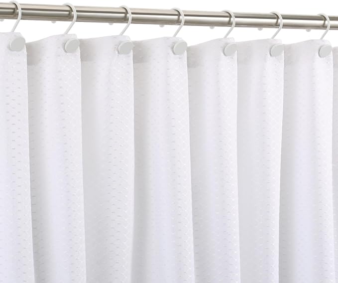 CHICTIE White Shower Curtain Hooks, Rustproof Shower Curtain Rings for Bathroom, Metal Shower Hooks for Shower Curtain Rod, Modern Decorative Shower Curtain Hangers Set of 12, Round Heavy Duty Design