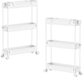 SPACELEAD 2-piece Set Slim Storage Cart 3 Tier,Bathroom Organizer Rolling Utility,Mobile Shelving Unit Slide Out for Office, Kitchen, Laundry Room & Narrow Places