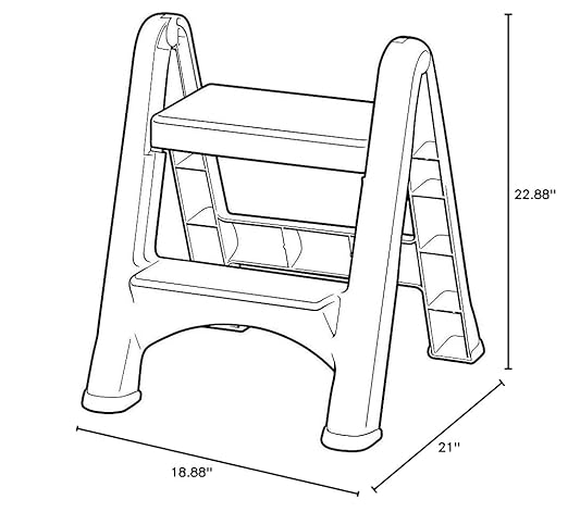 Rubbermaid Commercial Products FG420903 Two-Step Folding Stepstool (300-Pound Load Capacity, 22-7/8-Inches x 21" Depth x 18-7/8-Inches)
