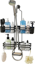 Shower Caddy Hanging for Bathroom Organizers and Storage - 3-Tier Adjustable Anti-Swing Shower Organizer Hanging with Heavy-Duty Suction Cups, Damage-Free Rustproof (Black)