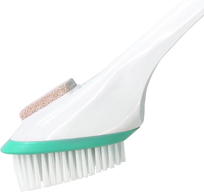 Miracle Foot Brush 30" w/ Scrubbing Pumice Stone and Shower Grip Handle with Hook. Wet/Dry Brush, Great for Seniors, Pregnant, Disabled, or Post surgery. 1000's sold