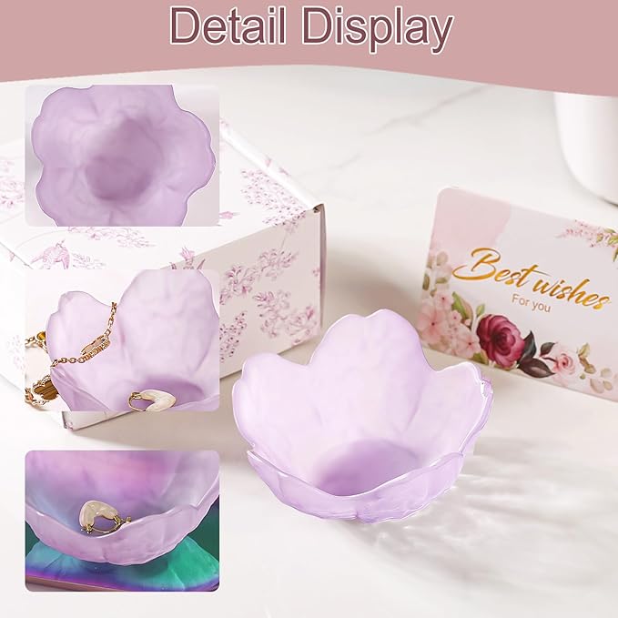 Gifts for Women Flower Jewelry Dish Ring Holder Jewelry Tray Vanity Organizer Room Decor Aesthetic Dorm Bathroom Decor Decorative Trinket Dish for Rings Earrings Necklaces Friendship Birthday Gifts