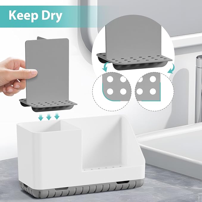 PARKMANI Toothbrush Holders for Bathrooms, Kids Electric Toothbrush and Toothpaste Holder with Drainage, Tooth Brush Holder for Bathroom Countertop Organizer (Grey)
