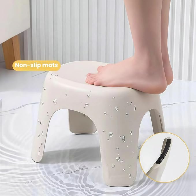 Plastic Step Stool, Heavy-Duty ABS Bathroom Shower Stool, Non-Slip Bath Seat with Rubber Pads, 12.2x9.25x7.68 Inch,