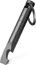 TISUR Keychain Pry Bar, Titanium Mini EDC Prybar Multitool with Bottle Opener, Pocket Small Keychain Tools for Every Day Carry(Black-Mini)