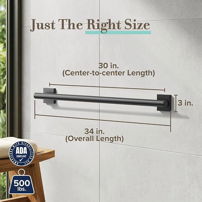Elevate 30" L Grab Bar, Matte Black