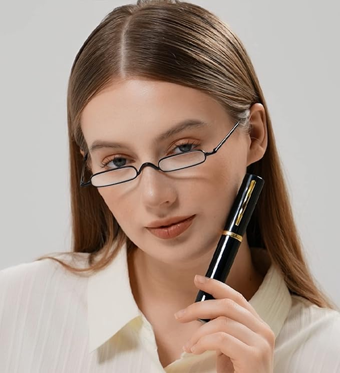 Viseng Slim Mini Metal Reading Glasses Compact Lightweight Portable Readers with Glasses Case for Reading Case,Gold+Silver+Black+1.25